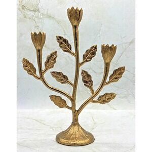 Studio McGee 10.5" Botanical Candelabra Gold Finish Decorative Candle‎ Holder